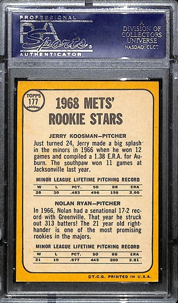 1968 Topps Nolan Ryan & Jerry Koosman #177 Rookie Card Graded PSA 7 NM
